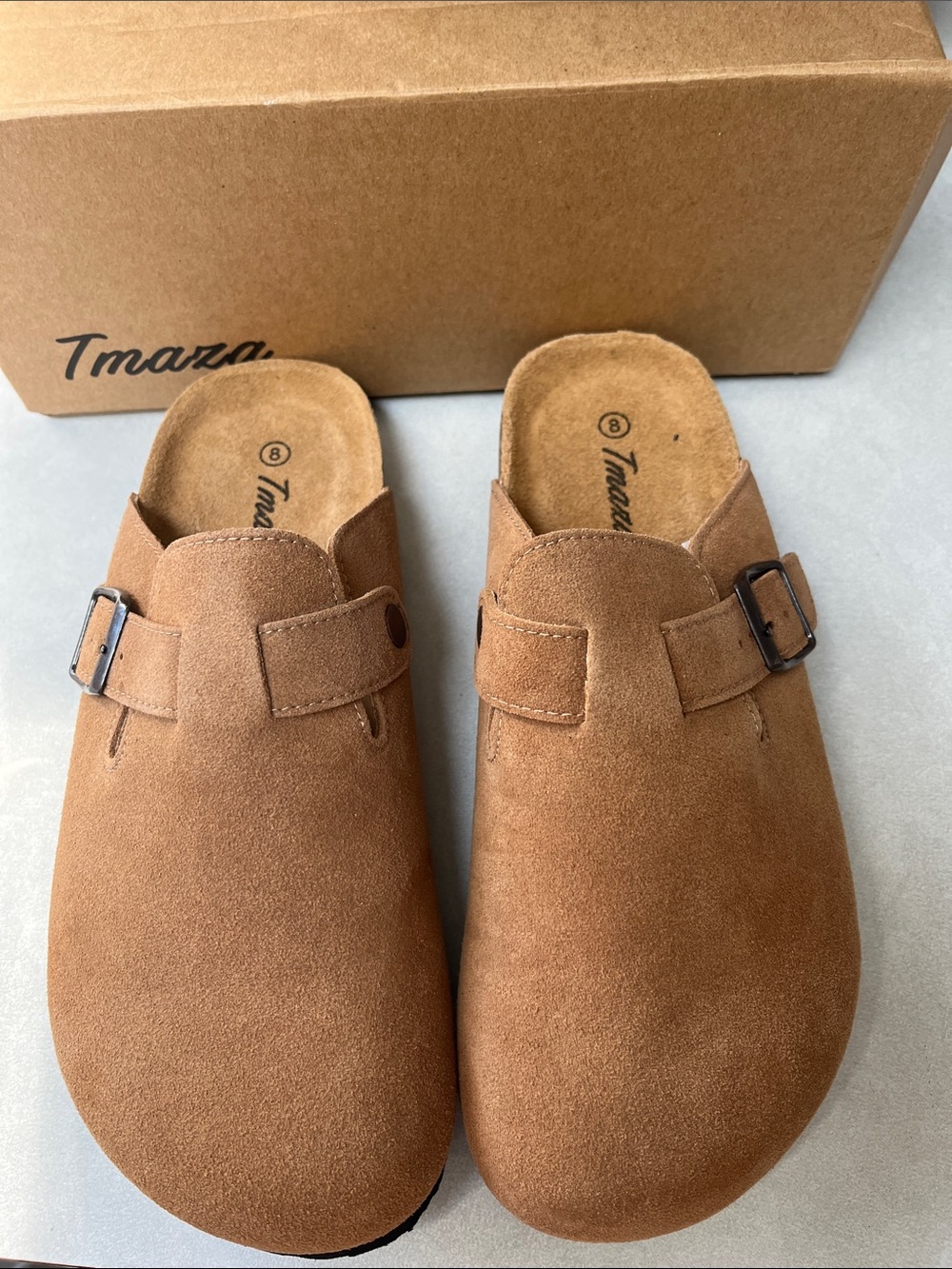 Women's Suede Slip-On Mules in Tan